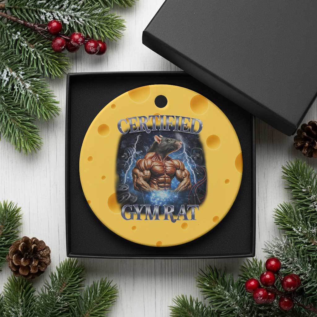 Funny Certified Gym Rat Ceramic Ornament Fitness Bodybuilding Gym Lovers Meme - Wonder Print Shop