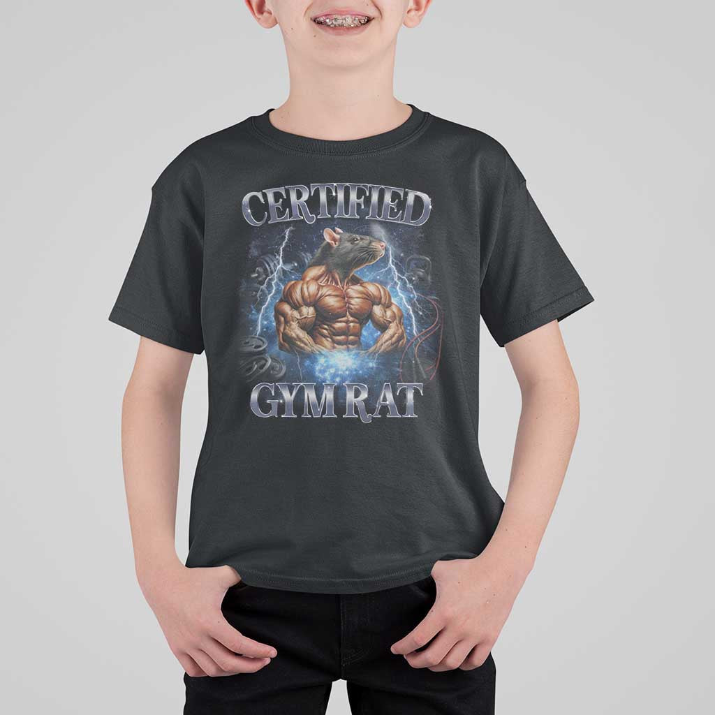 Funny Certified Gym Rat T Shirt For Kid Fitness Bodybuilding Gym Lovers Meme - Wonder Print Shop