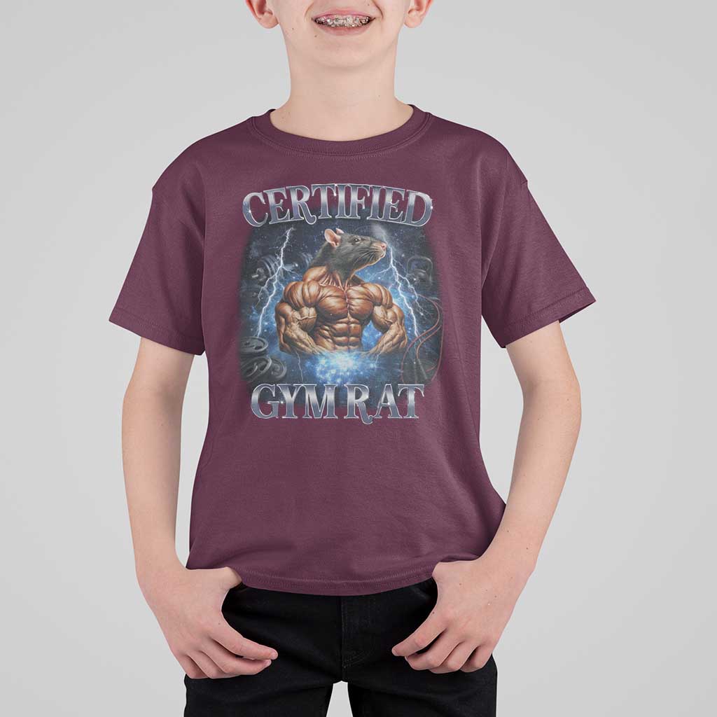 Funny Certified Gym Rat T Shirt For Kid Fitness Bodybuilding Gym Lovers Meme - Wonder Print Shop