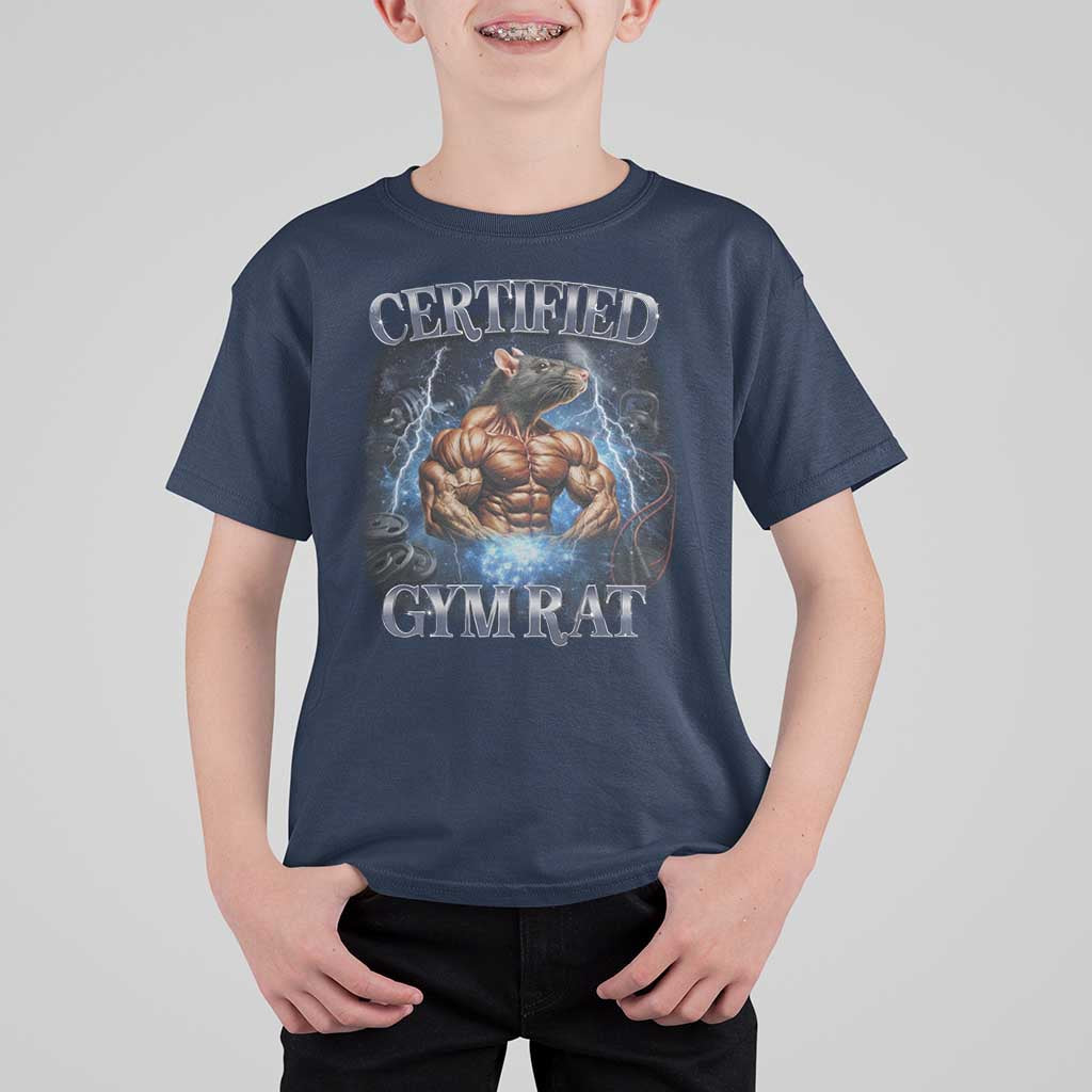 Funny Certified Gym Rat T Shirt For Kid Fitness Bodybuilding Gym Lovers Meme - Wonder Print Shop