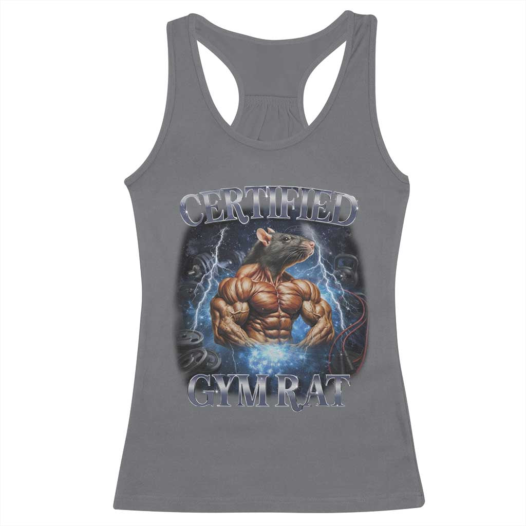 Funny Certified Gym Rat Racerback Tank Top Fitness Bodybuilding Gym Lovers Meme - Wonder Print Shop