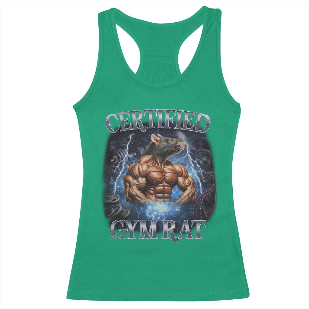Funny Certified Gym Rat Racerback Tank Top Fitness Bodybuilding Gym Lovers Meme - Wonder Print Shop