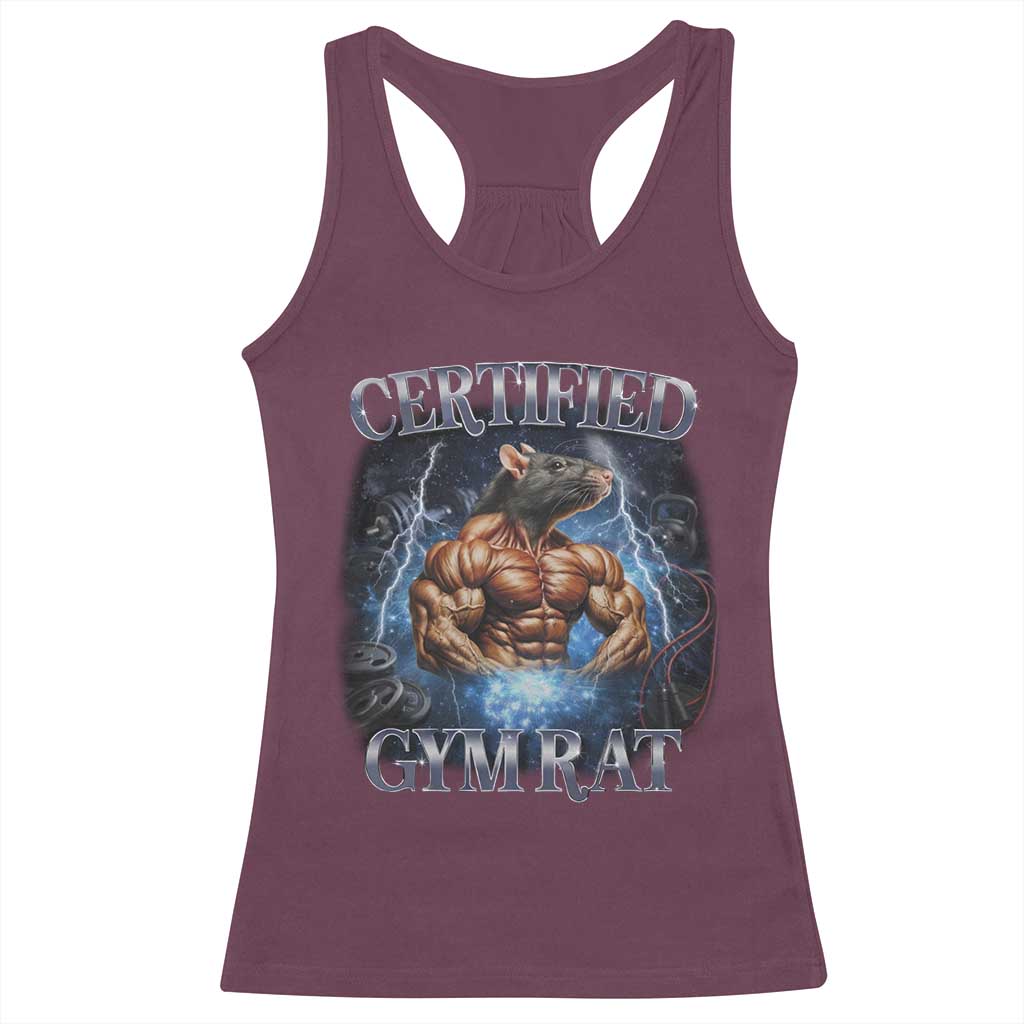 Funny Certified Gym Rat Racerback Tank Top Fitness Bodybuilding Gym Lovers Meme - Wonder Print Shop