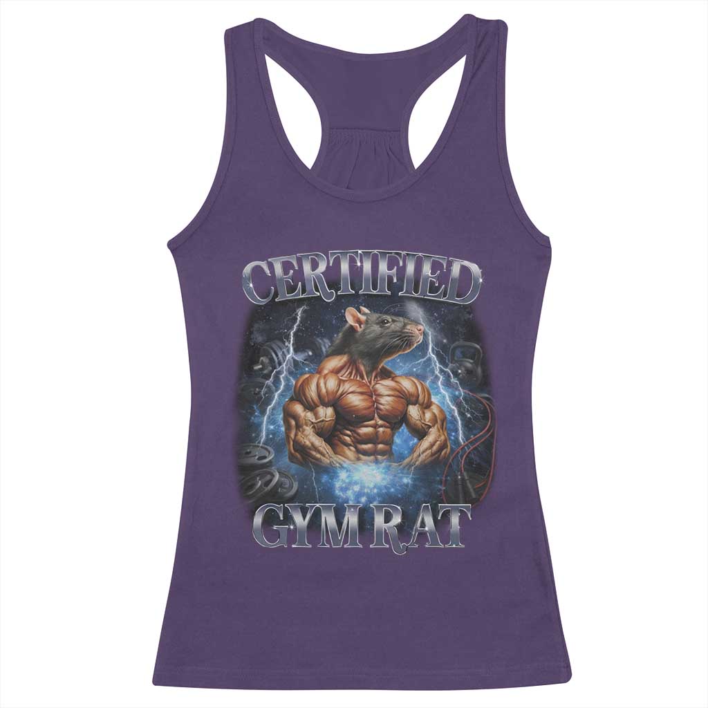Funny Certified Gym Rat Racerback Tank Top Fitness Bodybuilding Gym Lovers Meme - Wonder Print Shop