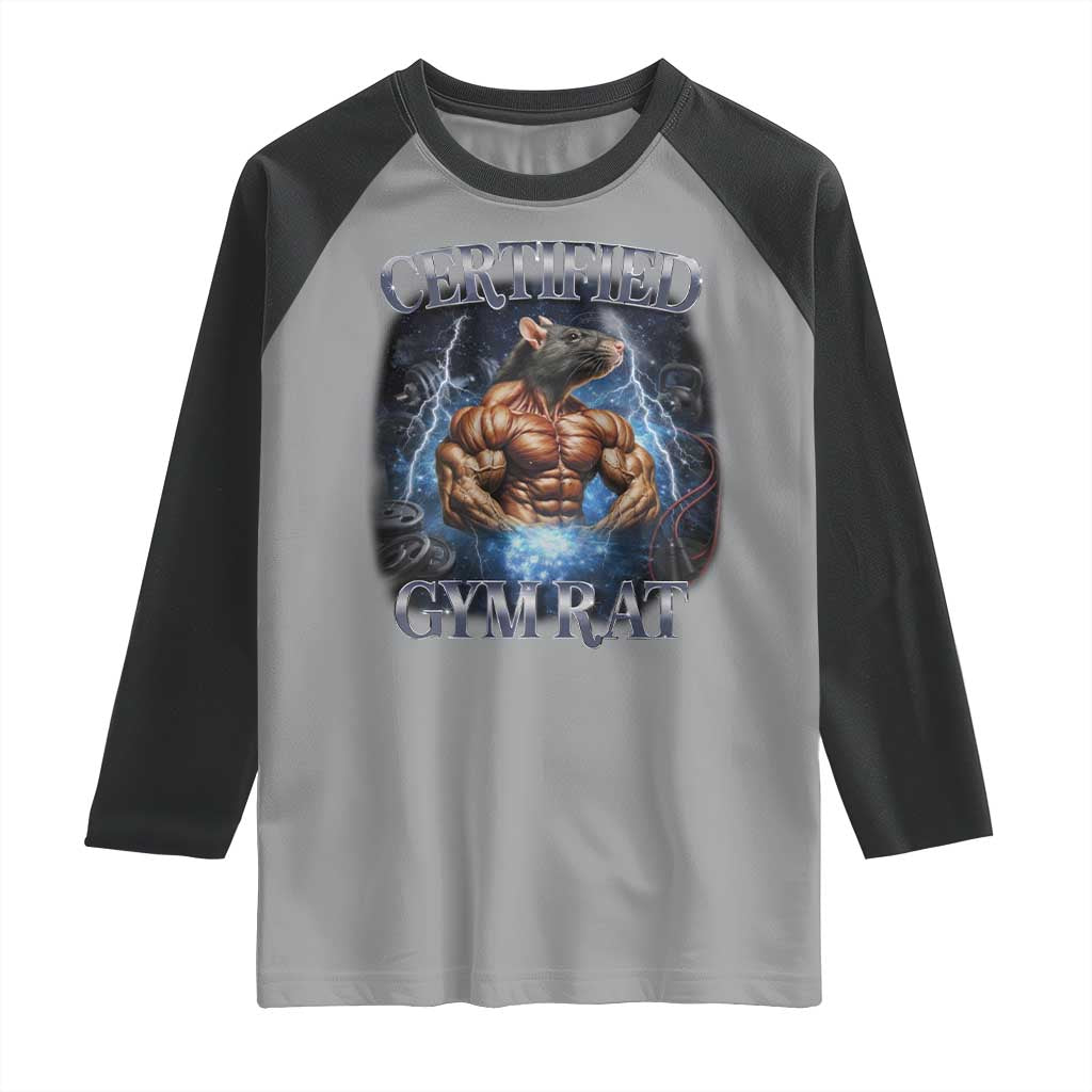 Funny Certified Gym Rat Raglan Shirt Fitness Bodybuilding Gym Lovers Meme - Wonder Print Shop