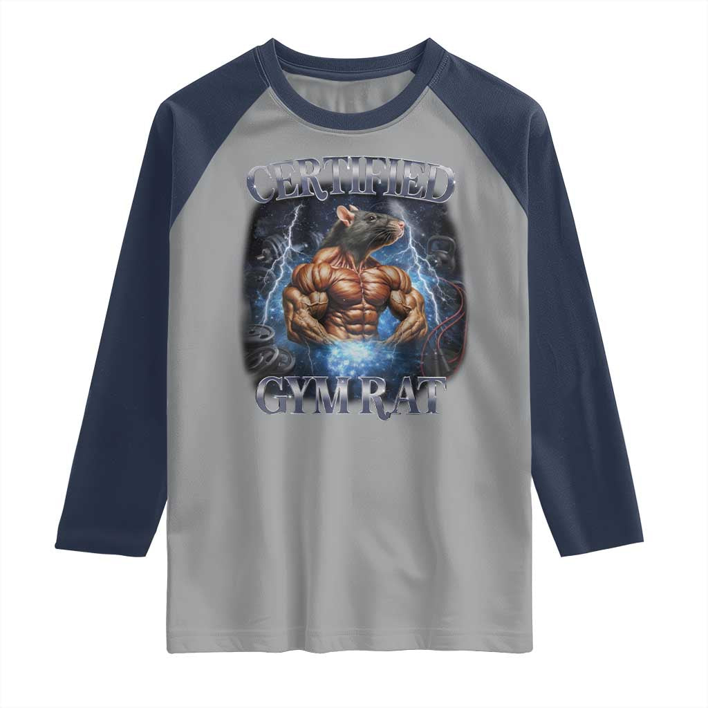 Funny Certified Gym Rat Raglan Shirt Fitness Bodybuilding Gym Lovers Meme - Wonder Print Shop