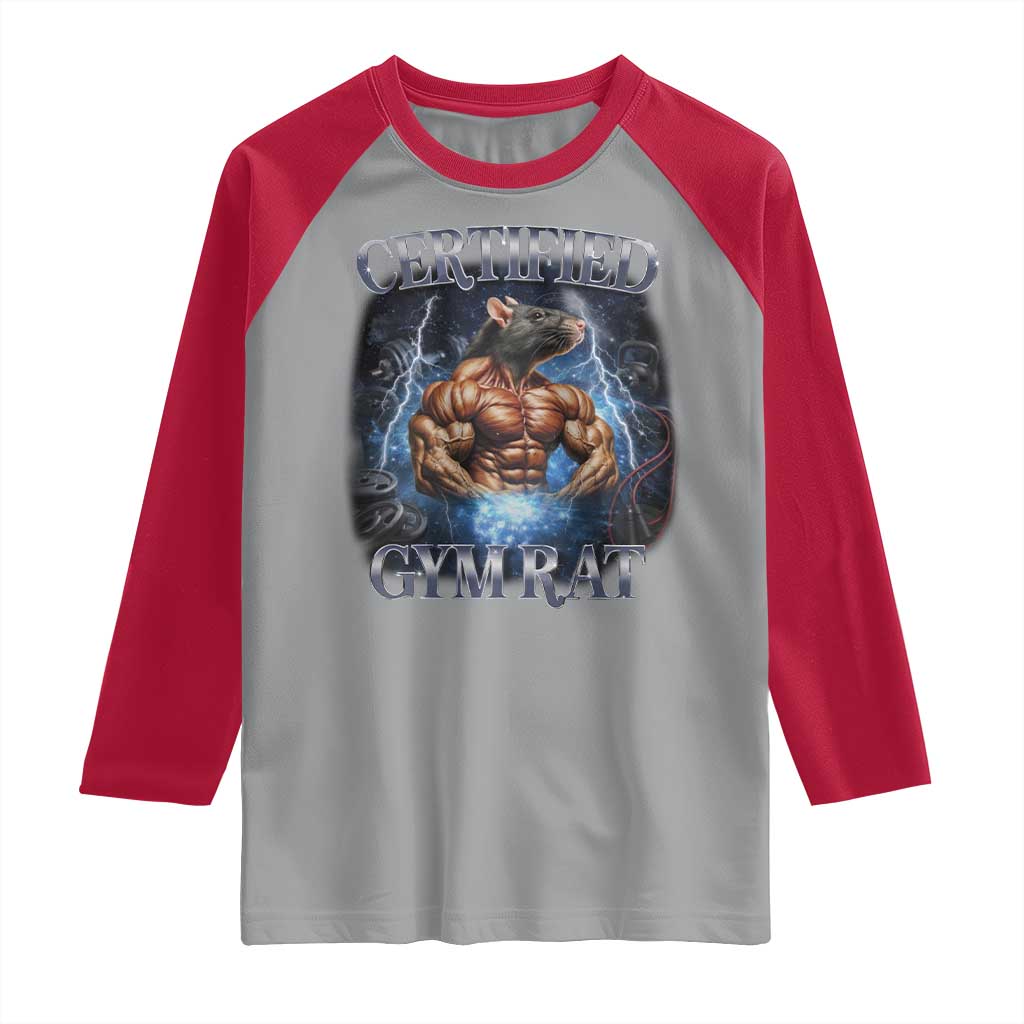 Funny Certified Gym Rat Raglan Shirt Fitness Bodybuilding Gym Lovers Meme - Wonder Print Shop