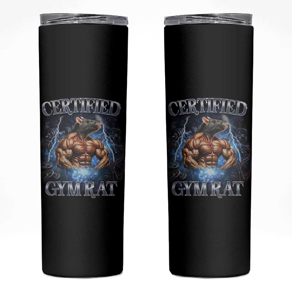 Funny Certified Gym Rat Skinny Tumbler Fitness Bodybuilding Gym Lovers Meme - Wonder Print Shop