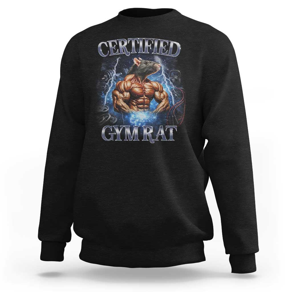 Funny Certified Gym Rat Sweatshirt Fitness Bodybuilding Gym Lovers Meme - Wonder Print Shop
