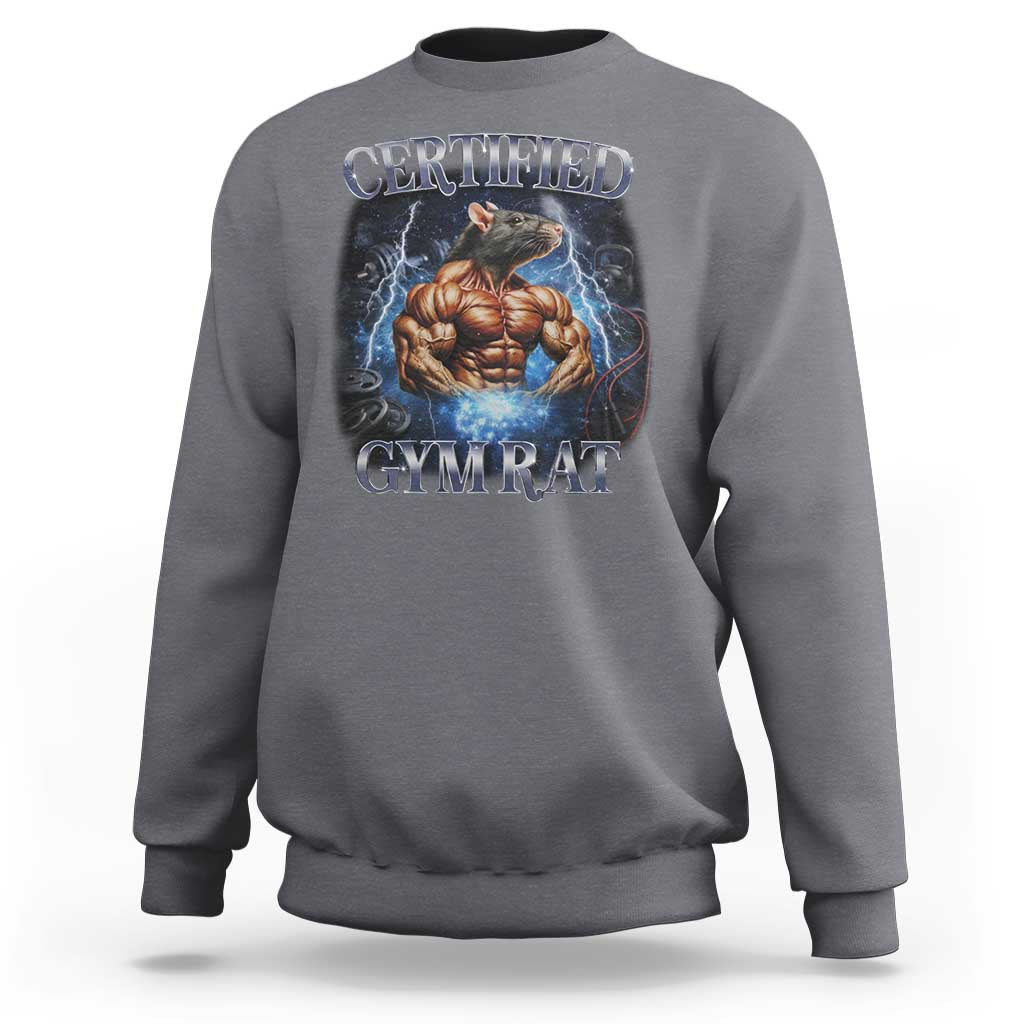 Funny Certified Gym Rat Sweatshirt Fitness Bodybuilding Gym Lovers Meme - Wonder Print Shop