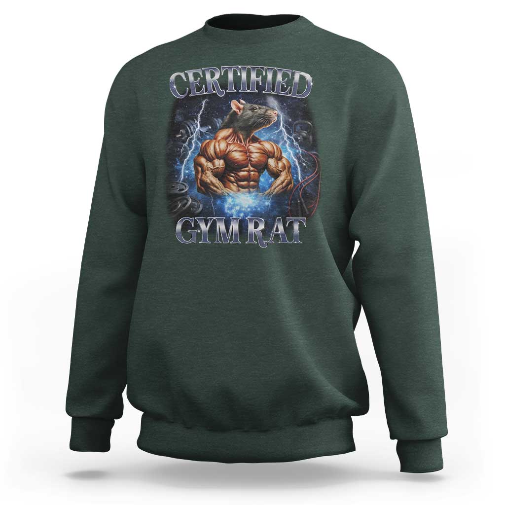 Funny Certified Gym Rat Sweatshirt Fitness Bodybuilding Gym Lovers Meme - Wonder Print Shop