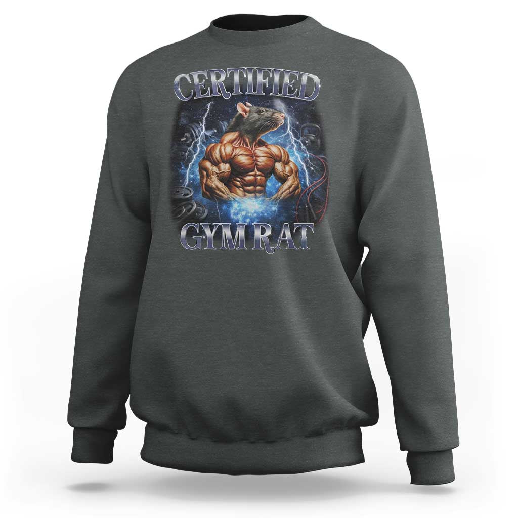 Funny Certified Gym Rat Sweatshirt Fitness Bodybuilding Gym Lovers Meme - Wonder Print Shop