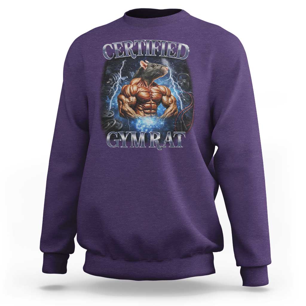 Funny Certified Gym Rat Sweatshirt Fitness Bodybuilding Gym Lovers Meme - Wonder Print Shop