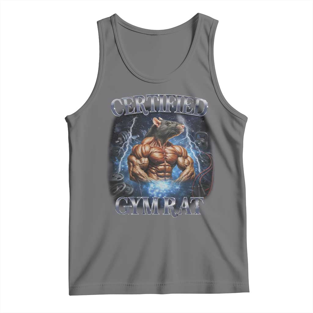 Funny Certified Gym Rat Tank Top Fitness Bodybuilding Gym Lovers Meme - Wonder Print Shop