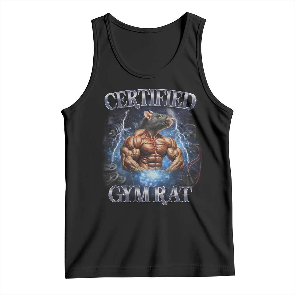 Funny Certified Gym Rat Tank Top Fitness Bodybuilding Gym Lovers Meme - Wonder Print Shop
