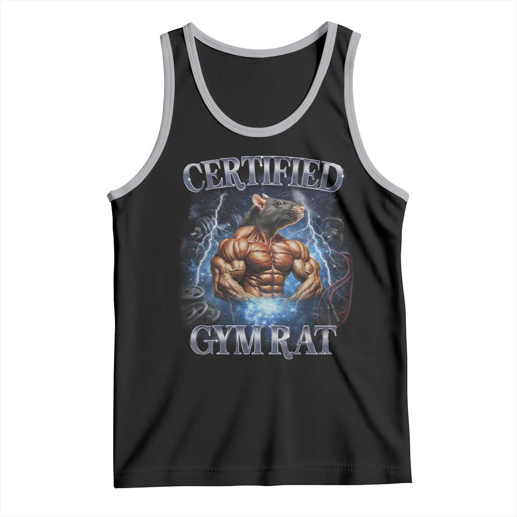 Funny Certified Gym Rat Tank Top Fitness Bodybuilding Gym Lovers Meme - Wonder Print Shop