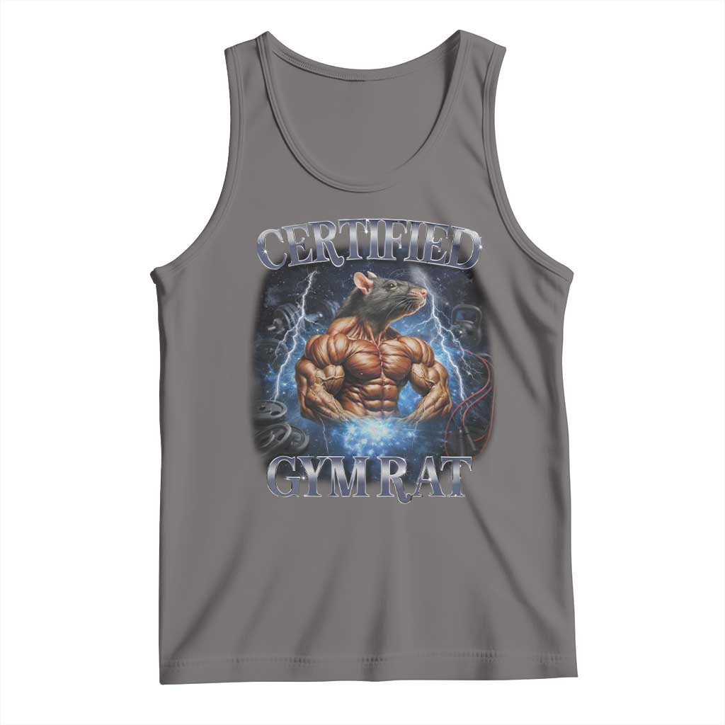 Funny Certified Gym Rat Tank Top Fitness Bodybuilding Gym Lovers Meme - Wonder Print Shop