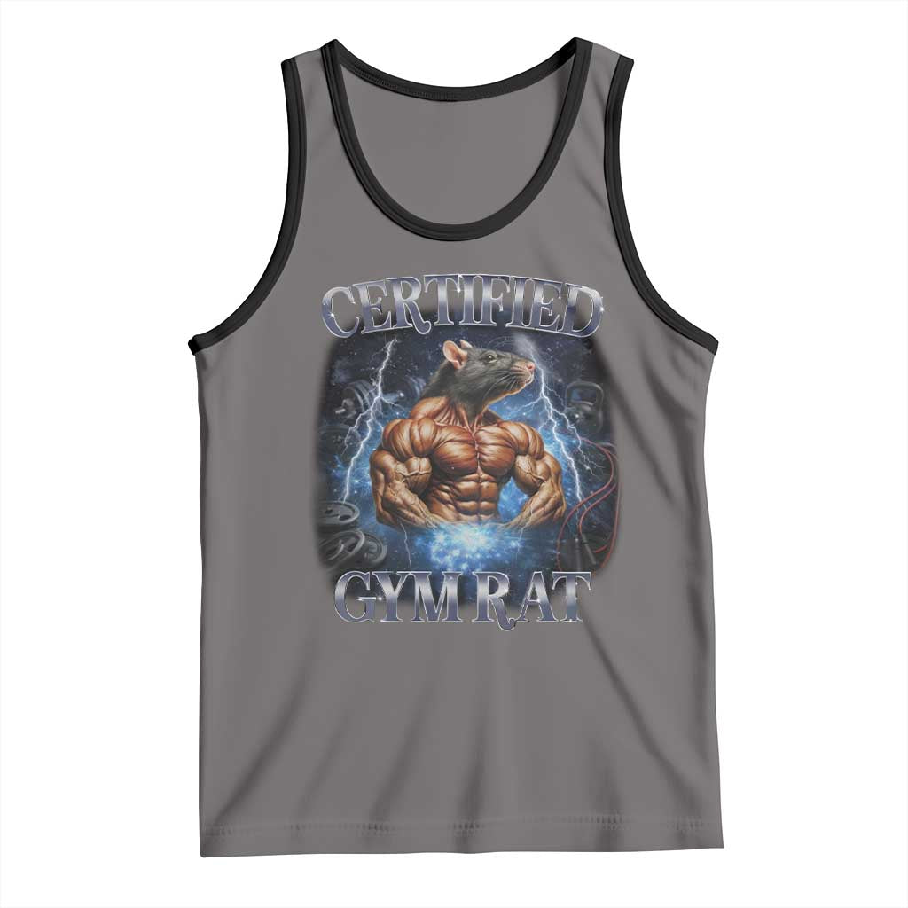 Funny Certified Gym Rat Tank Top Fitness Bodybuilding Gym Lovers Meme - Wonder Print Shop