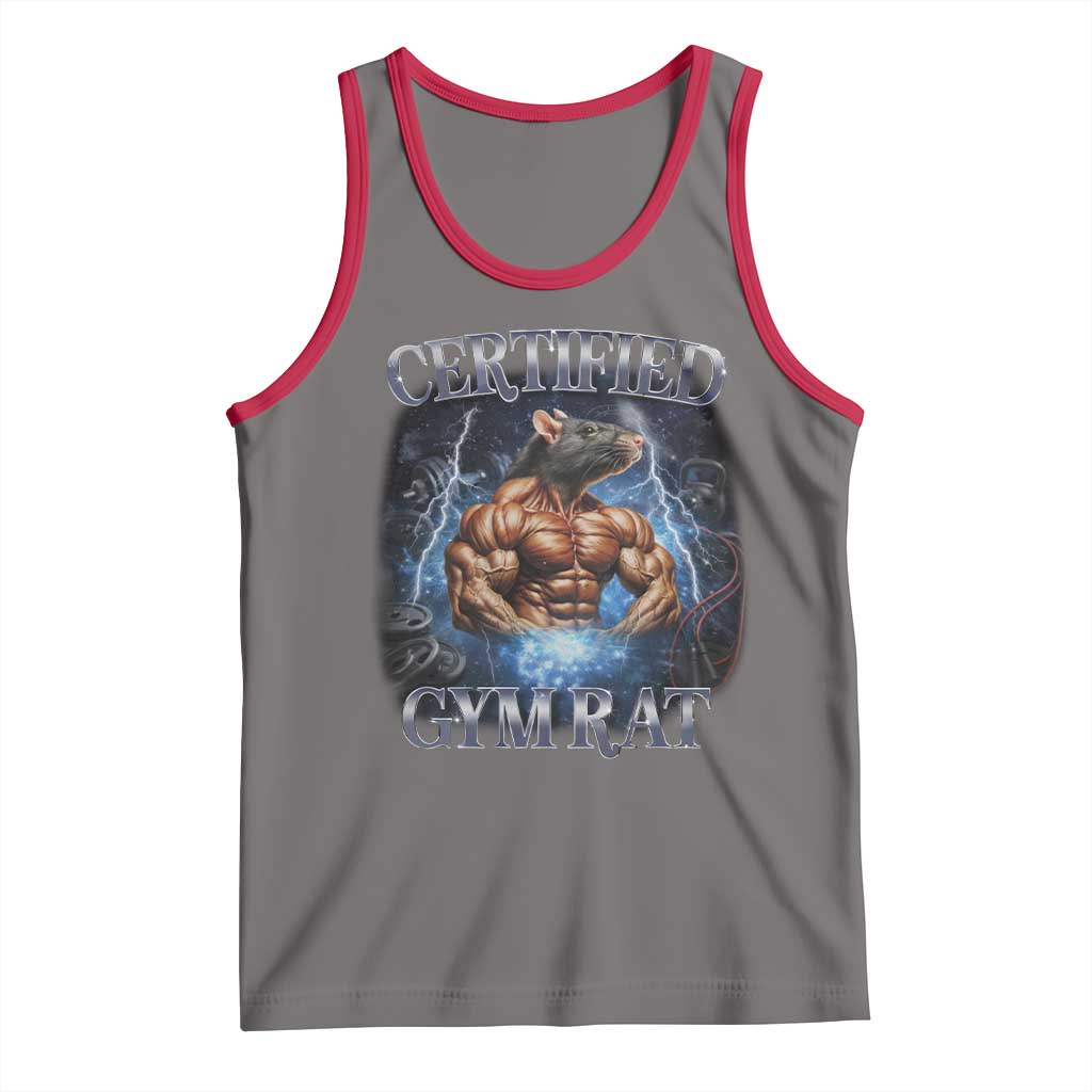 Funny Certified Gym Rat Tank Top Fitness Bodybuilding Gym Lovers Meme - Wonder Print Shop