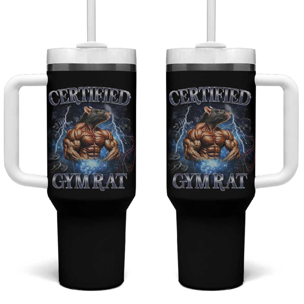 Funny Certified Gym Rat Tumbler With Handle Fitness Bodybuilding Gym Lovers Meme - Wonder Print Shop