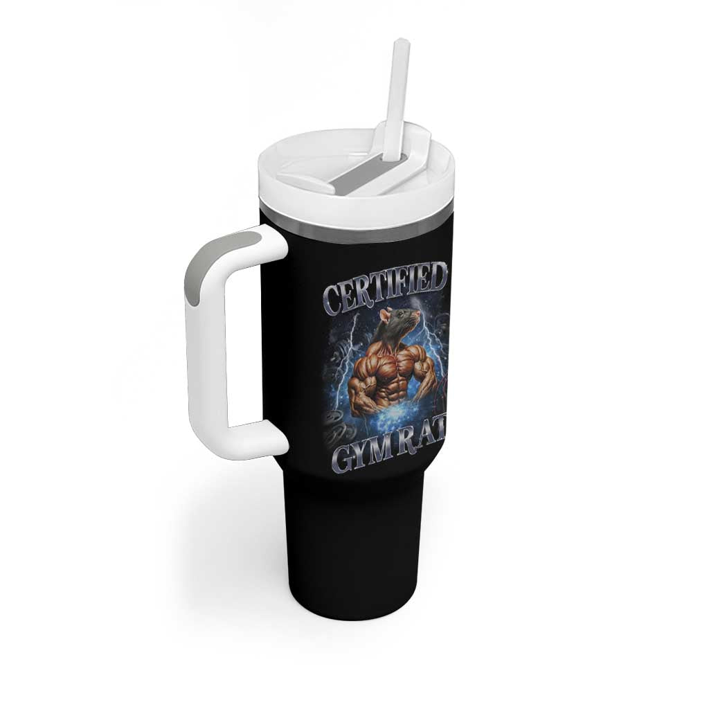 Funny Certified Gym Rat Tumbler With Handle Fitness Bodybuilding Gym Lovers Meme - Wonder Print Shop