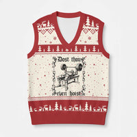 Funny Gym Meme Dost Thou Even Hoist V-Neck Knit Sweater Vest Medieval Knight Weight Lifting Workout - Wonder Print Shop