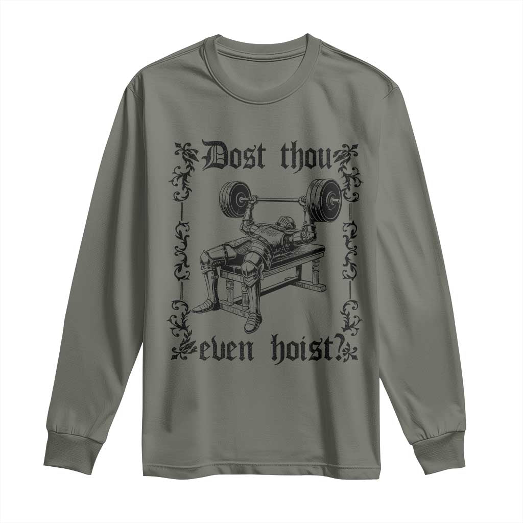 Funny Gym Meme Dost Thou Even Hoist Long Sleeve Shirt Medieval Knight Weight Lifting Workout - Wonder Print Shop