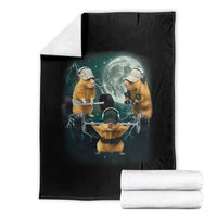 Funny Three Hamster Deadlift Gym Rat Moon Training Weightlifting Meme Throw Blanket - Wonder Print Shop