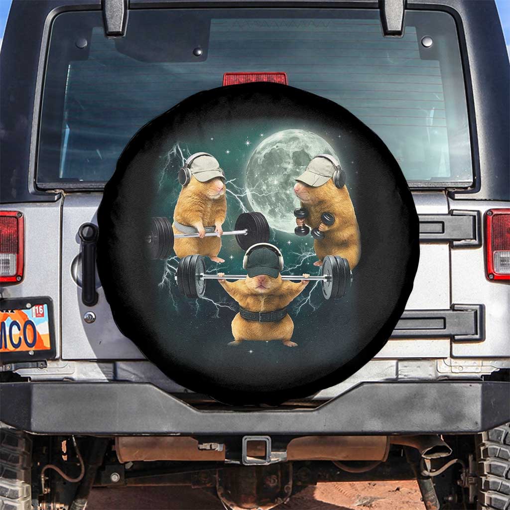 Funny Three Hamster Deadlift Gym Rat Moon Training Weightlifting Meme Spare Tire Cover - Wonder Print Shop