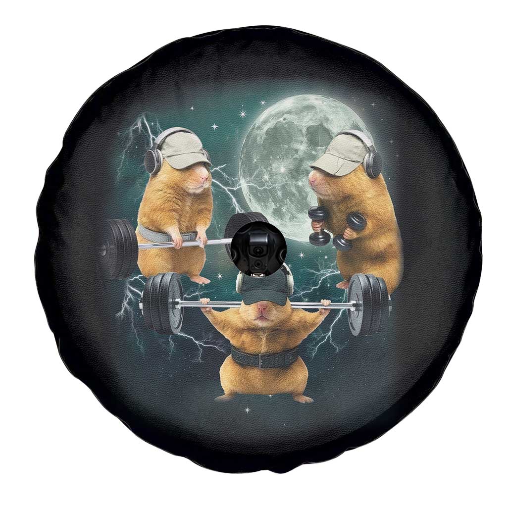 Funny Three Hamster Deadlift Gym Rat Moon Training Weightlifting Meme Spare Tire Cover - Wonder Print Shop
