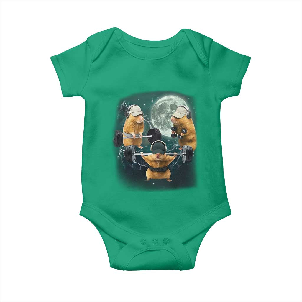 Funny Three Hamster Deadlift Gym Rat Moon Training Weightlifting Meme Baby Onesie - Wonder Print Shop
