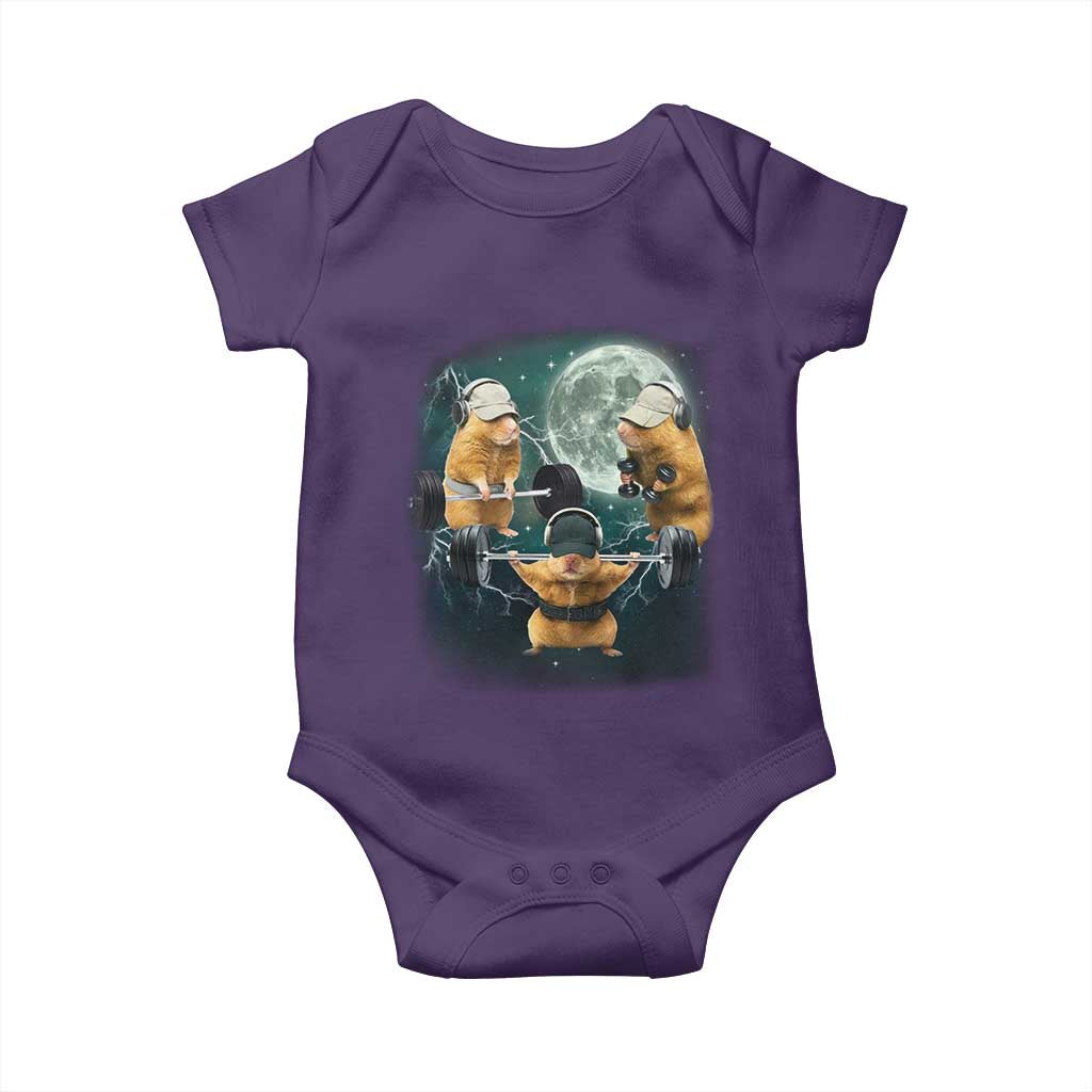 Funny Three Hamster Deadlift Gym Rat Moon Training Weightlifting Meme Baby Onesie - Wonder Print Shop