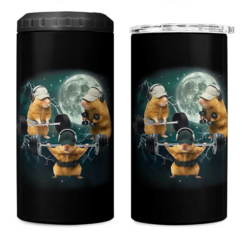 Funny Three Hamster Deadlift Gym Rat Moon Training Weightlifting Meme 4 in 1 Can Cooler Tumbler - Wonder Print Shop