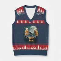 Funny Three Hamster Deadlift Gym Rat Moon Training Weightlifting Meme V-Neck Knit Sweater Vest - Wonder Print Shop