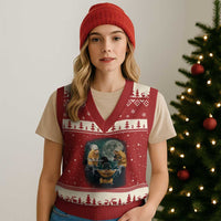 Funny Three Hamster Deadlift Gym Rat Moon Training Weightlifting Meme V-Neck Knit Sweater Vest - Wonder Print Shop