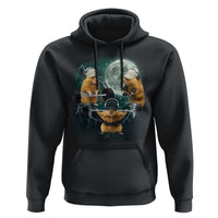 Funny Three Hamster Deadlift Gym Rat Moon Training Weightlifting Meme Hoodie - Wonder Print Shop