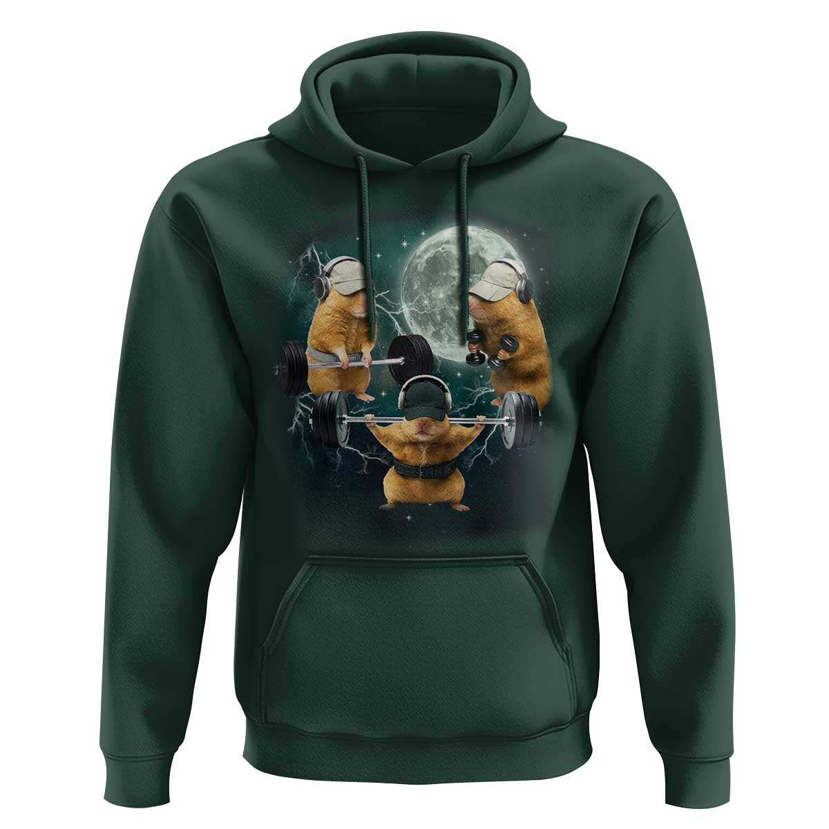 Funny Three Hamster Deadlift Gym Rat Moon Training Weightlifting Meme Hoodie - Wonder Print Shop