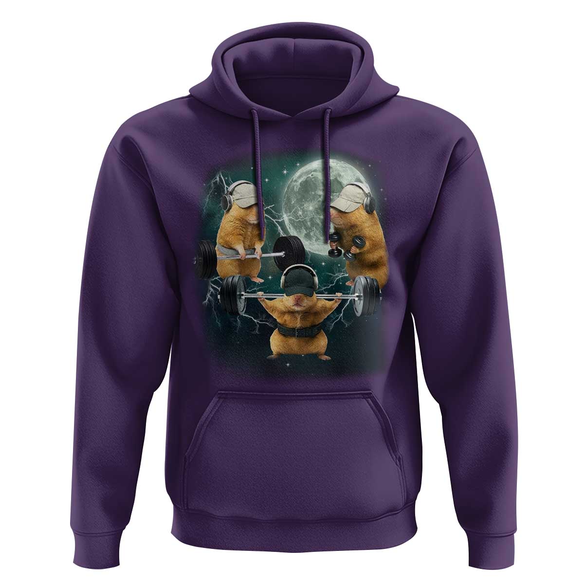 Funny Three Hamster Deadlift Gym Rat Moon Training Weightlifting Meme Hoodie - Wonder Print Shop