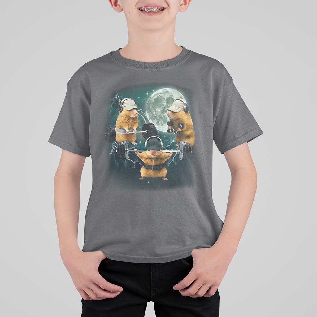 Funny Three Hamster Deadlift Gym Rat Moon Training Weightlifting Meme T Shirt For Kid - Wonder Print Shop