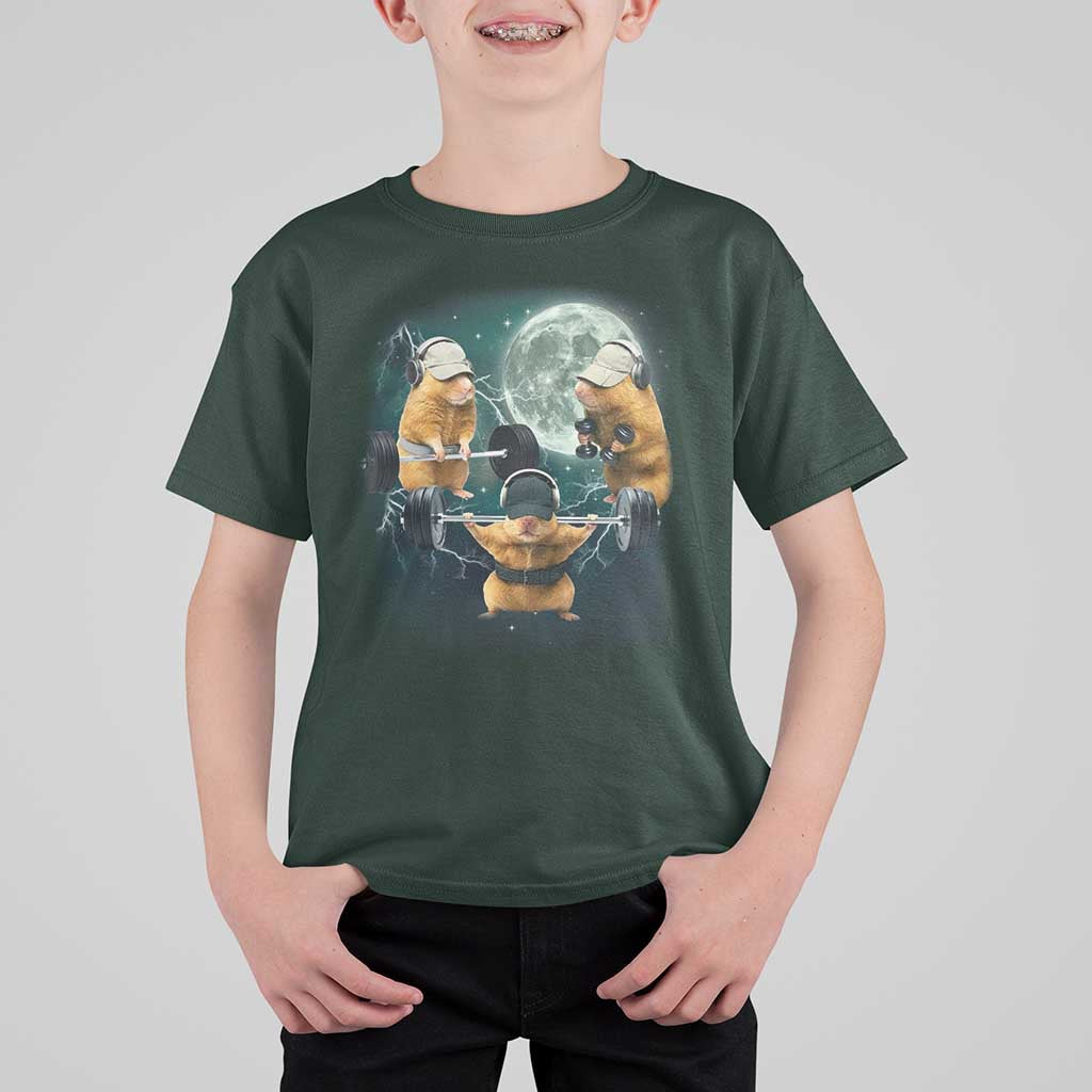 Funny Three Hamster Deadlift Gym Rat Moon Training Weightlifting Meme T Shirt For Kid - Wonder Print Shop