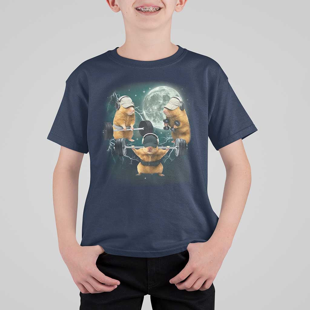 Funny Three Hamster Deadlift Gym Rat Moon Training Weightlifting Meme T Shirt For Kid - Wonder Print Shop