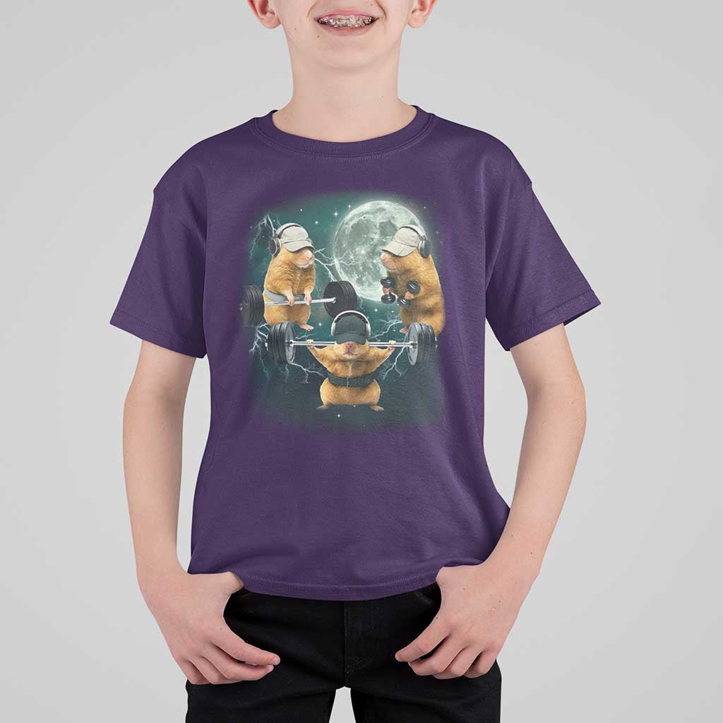 Funny Three Hamster Deadlift Gym Rat Moon Training Weightlifting Meme T Shirt For Kid - Wonder Print Shop