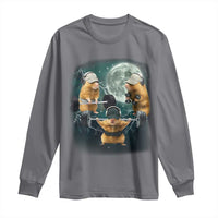 Funny Three Hamster Deadlift Gym Rat Moon Training Weightlifting Meme Long Sleeve Shirt - Wonder Print Shop