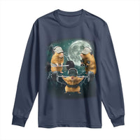 Funny Three Hamster Deadlift Gym Rat Moon Training Weightlifting Meme Long Sleeve Shirt - Wonder Print Shop