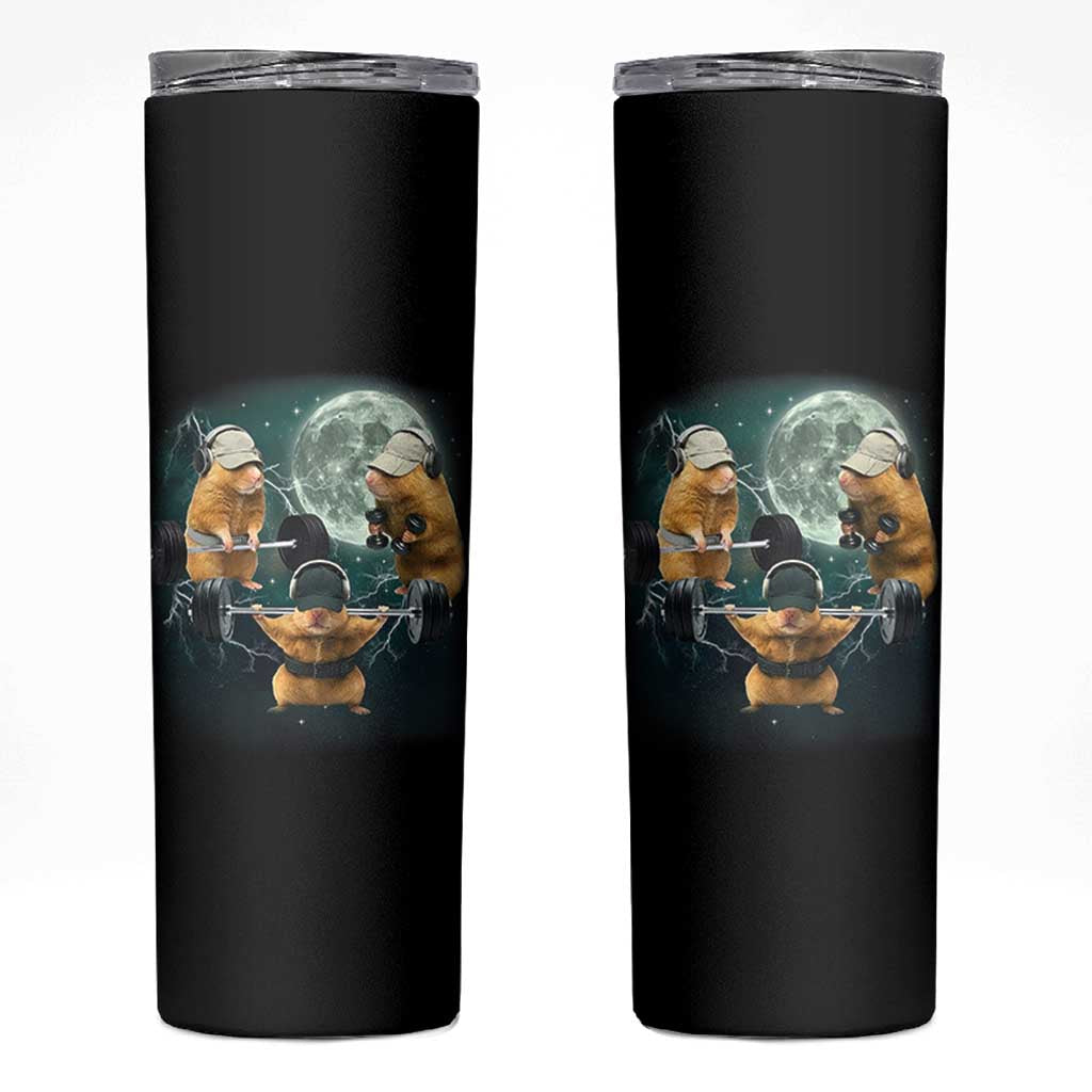 Funny Three Hamster Deadlift Gym Rat Moon Training Weightlifting Meme Skinny Tumbler - Wonder Print Shop