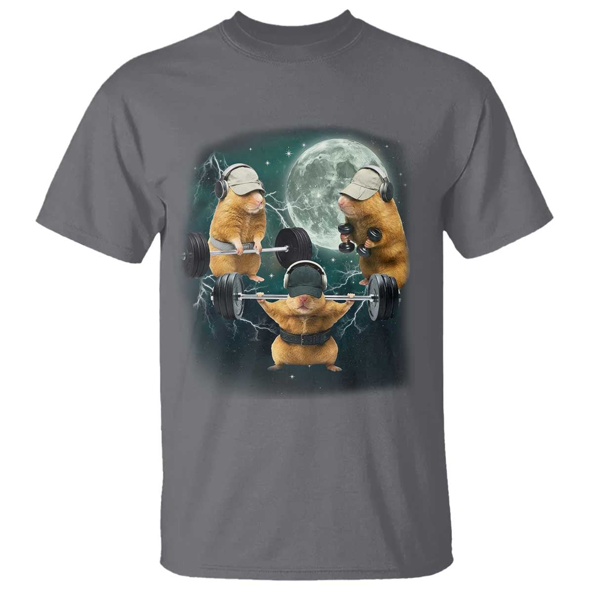 Funny Three Hamster Deadlift Gym Rat Moon Training Weightlifting Meme T Shirt - Wonder Print Shop