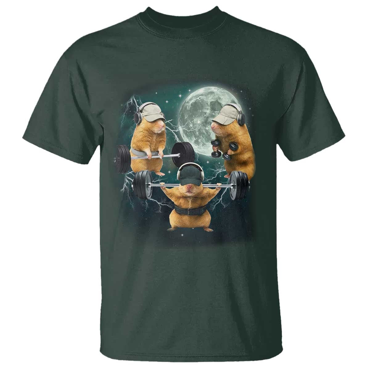 Funny Three Hamster Deadlift Gym Rat Moon Training Weightlifting Meme T Shirt - Wonder Print Shop