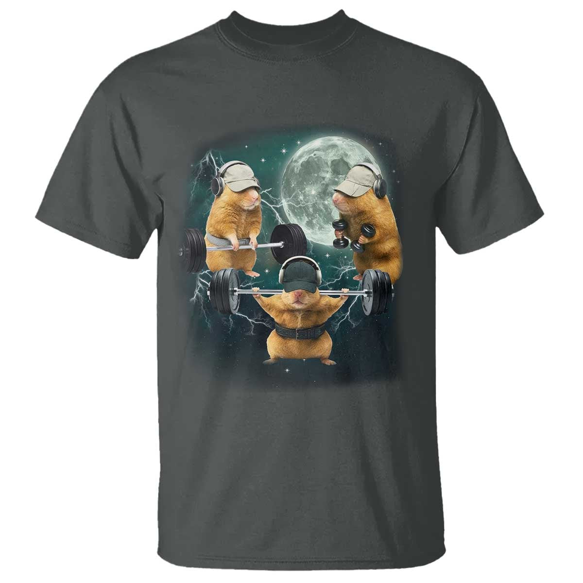 Funny Three Hamster Deadlift Gym Rat Moon Training Weightlifting Meme T Shirt - Wonder Print Shop