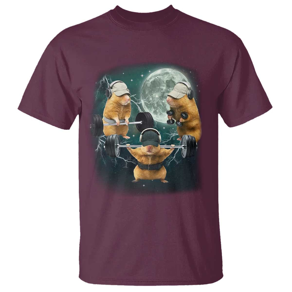 Funny Three Hamster Deadlift Gym Rat Moon Training Weightlifting Meme T Shirt - Wonder Print Shop