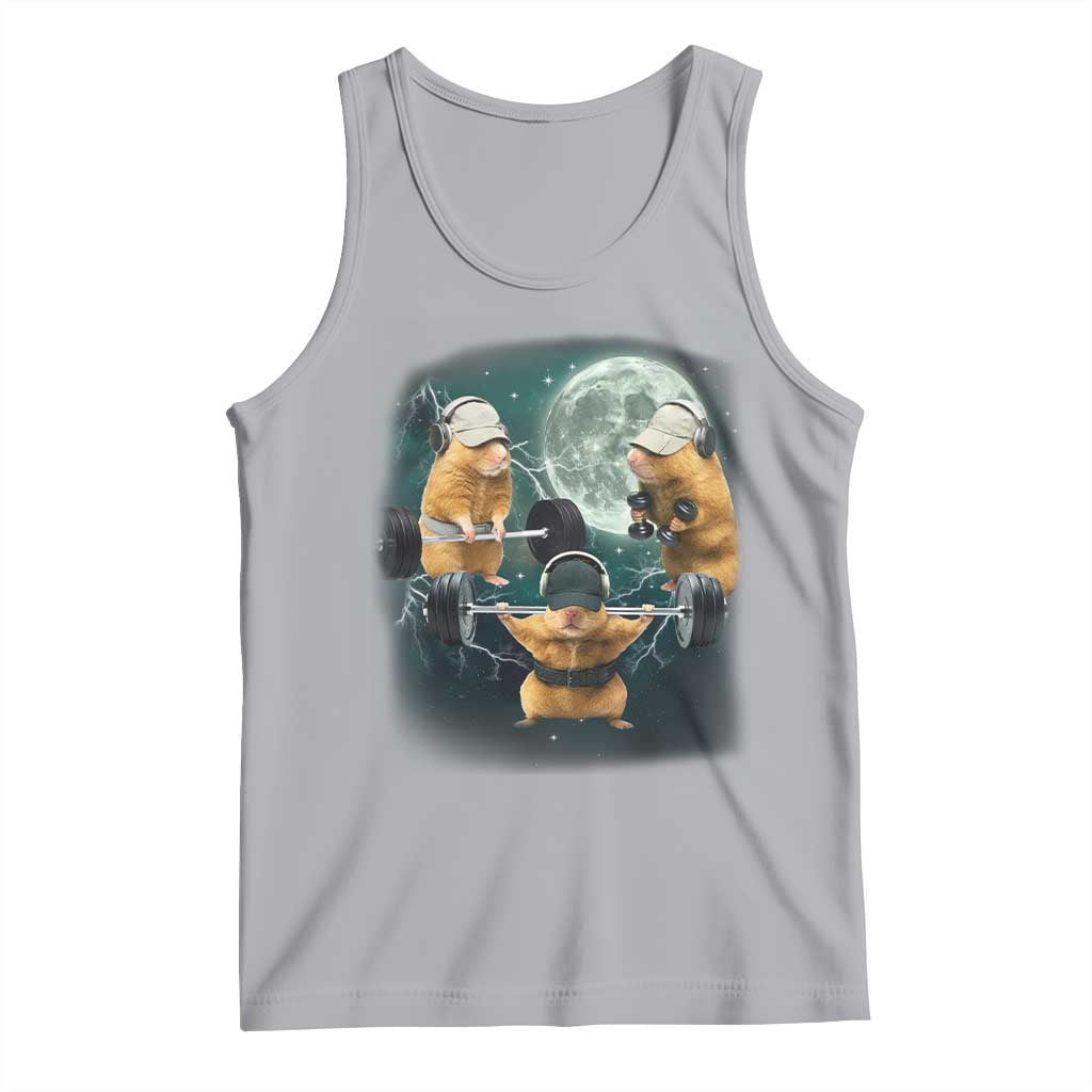 Funny Three Hamster Deadlift Gym Rat Moon Training Weightlifting Meme Tank Top - Wonder Print Shop
